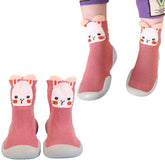 Soft and Stretchy Cotton Sock Shoes for Baby (Pink Kitten)